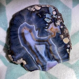 SOLD****Blue Flower Agate Raw Slab. NWOT Big flowers through. 6” Wide x 6” Tall.